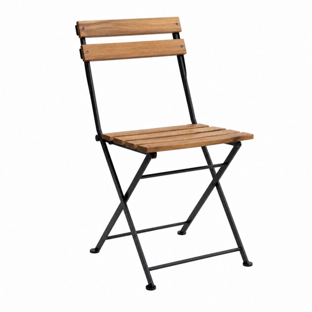 Klappstuhl Gartenstuhl Braun Schwarz aus Akazienholz und pulverbeschichtetem Stahl 42 x 50 x 82 cm