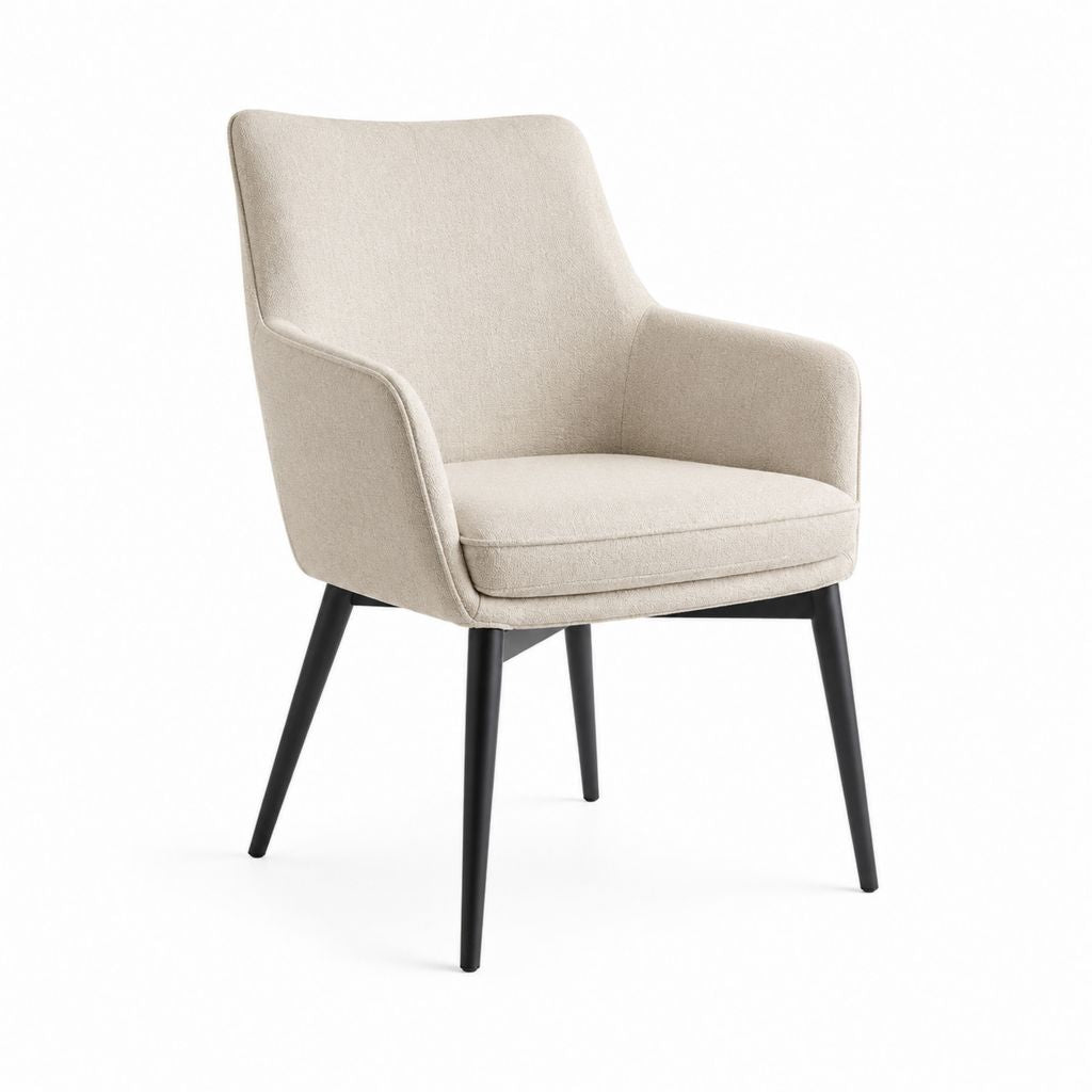 Esszimmerstuhl mit Armlehnen Beige Polyester Stahlgestell 60 x 62 x 86 cm