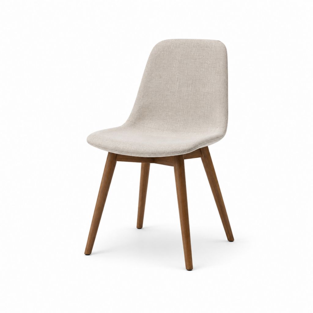 Esszimmerstuhl Beige mit Polyesterbezug und Massivholzgestell 46 x 55 x 82 cm