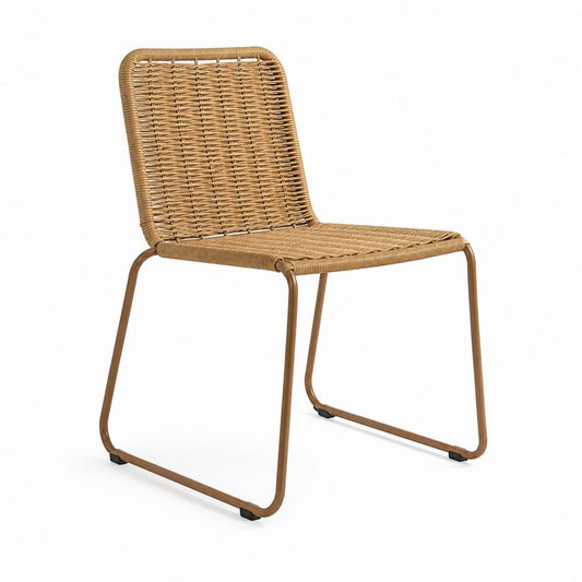 Gartenstuhl Freischwinger Braun aus PE-Rattan und pulverbeschichtetem Stahl 46 x 57 x 84 cm