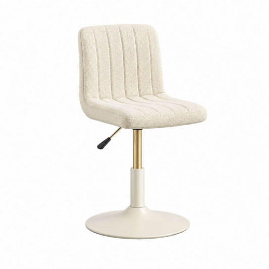 Drehbarer Esszimmerstuhl Creme mit Polyester Bouclébezug und Stahlfuß höhenverstellbar 48 x 54 x 82-94 cm