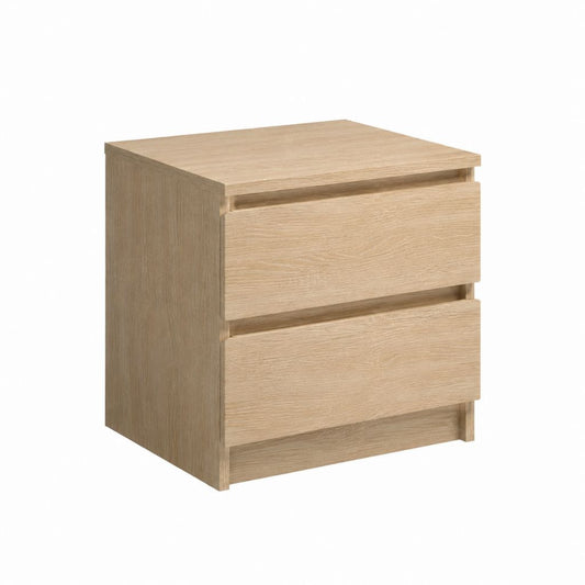 Nachttisch mit 2 Schubladen Eiche Natur Spanplatte rechteckig 40 x 35 x 50 cm