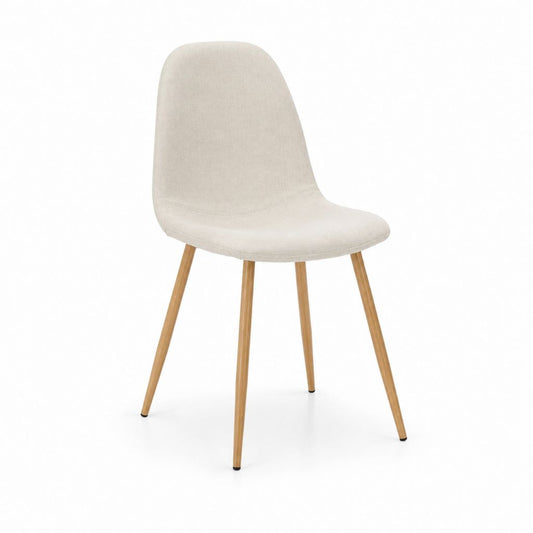 Esszimmerstuhl Beige Polyester Buchenmassivholz Vierbein 83 x 48 x 54 cm