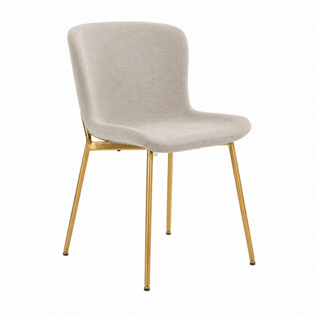 Esszimmerstuhl Beige mit Polyesterbezug und Stahlgestell Gold 50 x 58 x 82 cm