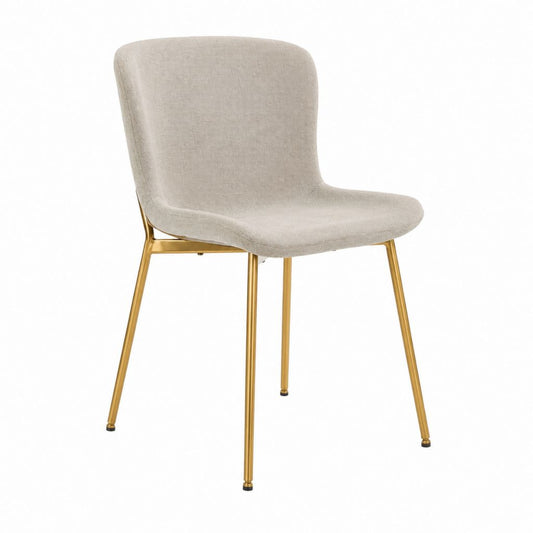 Esszimmerstuhl Beige mit Polyesterbezug und Stahlgestell Gold 50 x 58 x 82 cm