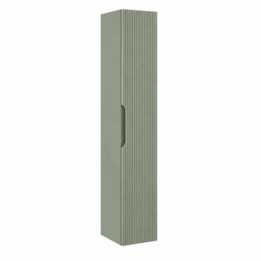 Badezimmer Hochschrank Salbeigrün MDF rechteckig geriffelte Tür 35 x 35 x 160 cm