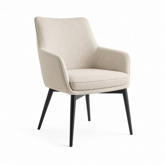 Esszimmerstuhl mit Armlehnen Beige Polyester Stahlgestell 60 x 62 x 86 cm