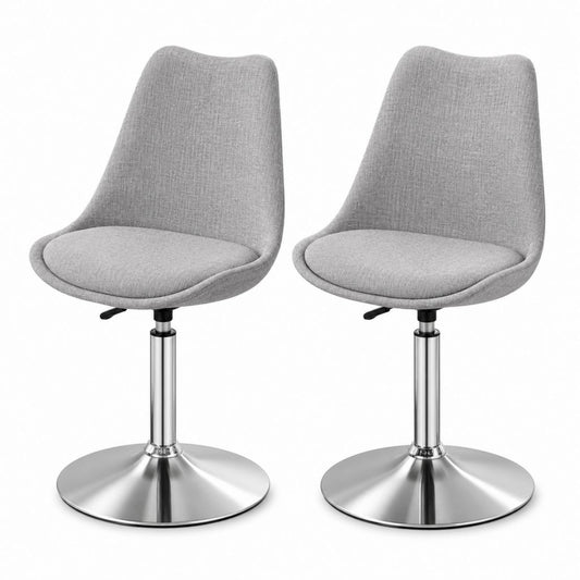 2er Set Esszimmerstühle Grau mit Polyesterbezug höhenverstellbar drehbar 43 x 50 x 82-102 cm