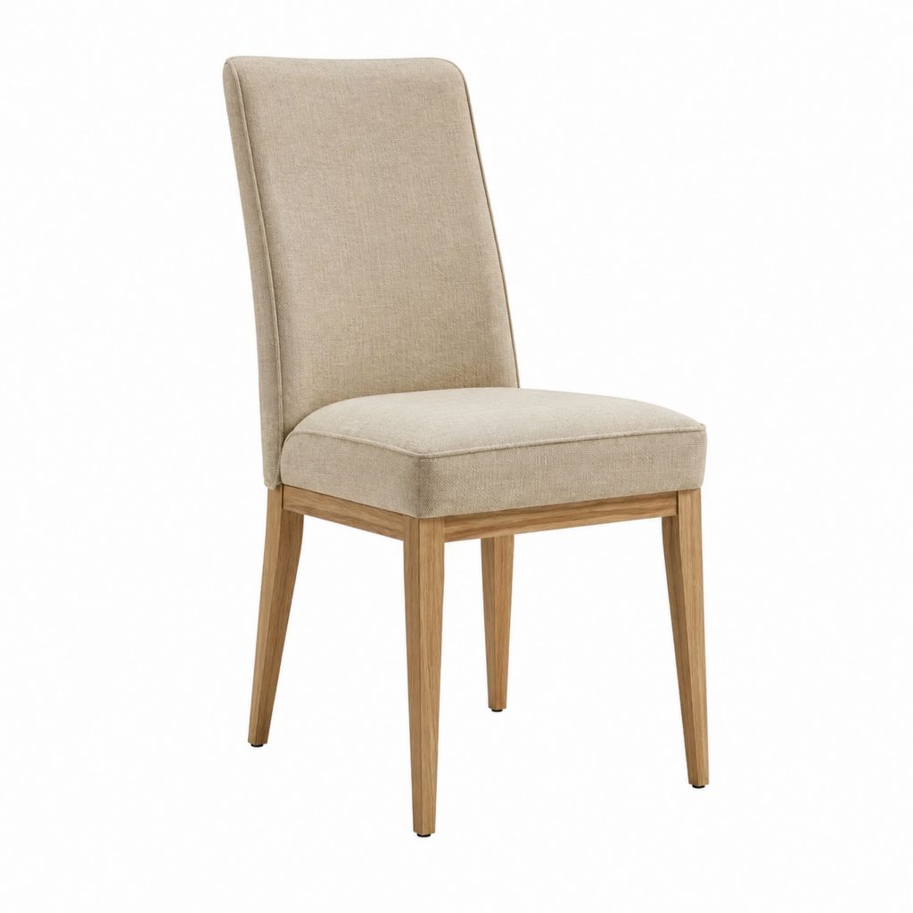 Esszimmerstuhl Beige mit Polyesterbezug und Eichenholzgestell 48 x 62 x 98 cm