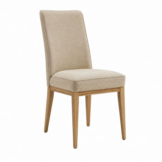 Esszimmerstuhl Beige mit Polyesterbezug und Eichenholzgestell 48 x 62 x 98 cm
