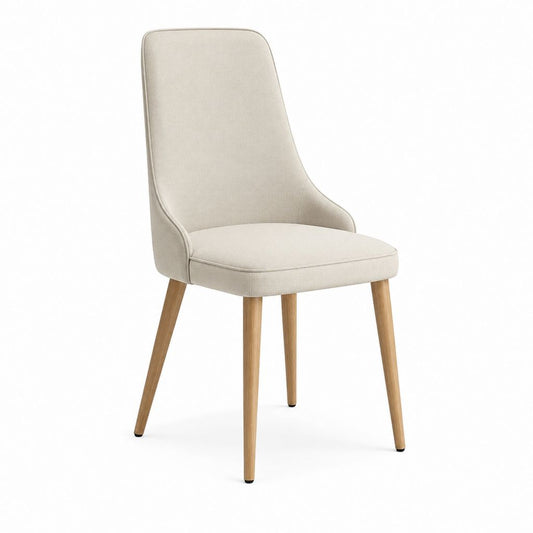 Esszimmerstuhl Beige mit Polyesterbezug und Eichenholzbeinen 48 x 58 x 92 cm