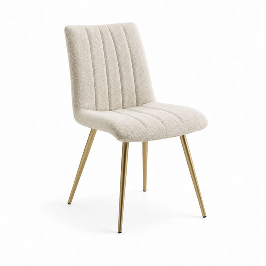 Esszimmerstuhl Beige mit Polyester-Bouclébezug Stahlgestell Goldfarben 46 x 56 x 82 cm
