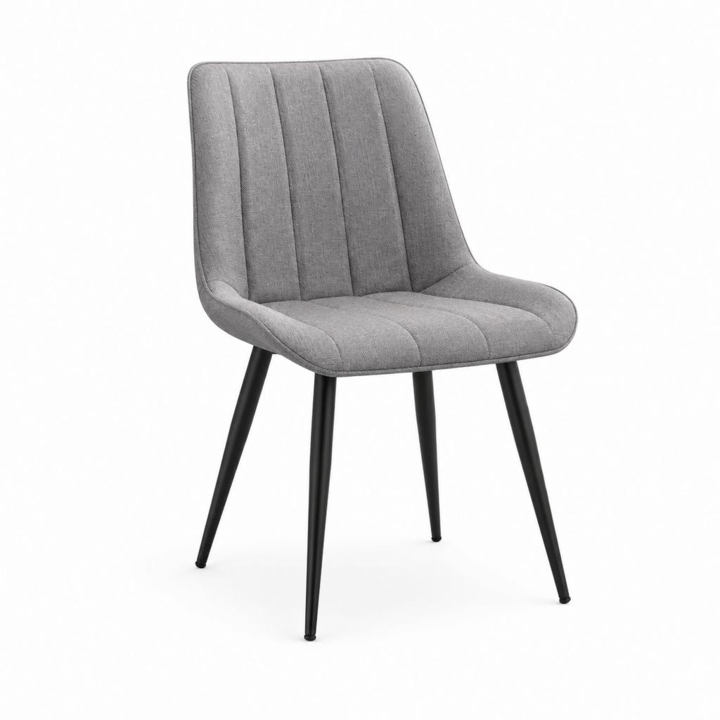 Esszimmerstuhl gepolstert Grau Polyester Stahlgestell 48 x 58 x 85 cm