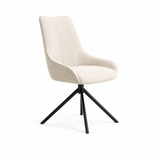 Esszimmerstuhl mit Armlehnen Creme Bouclé-Polyester Stahlgestell 88 x 60 x 62 cm
